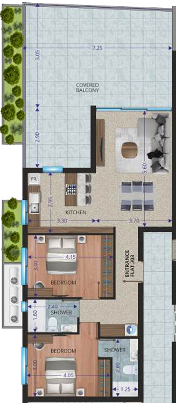 TOP FLOOR TWO BEDROOM IN TSIAKILERO - LARNACA 