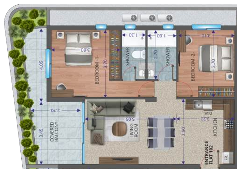 TWO BEDROOM APARTMENT IN LIVADIA