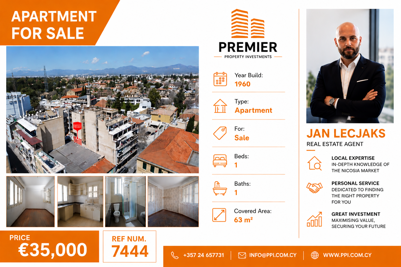 ONE BEDROOM APARTMENT FOR SALE IN NICOSIA- CITY CENTER