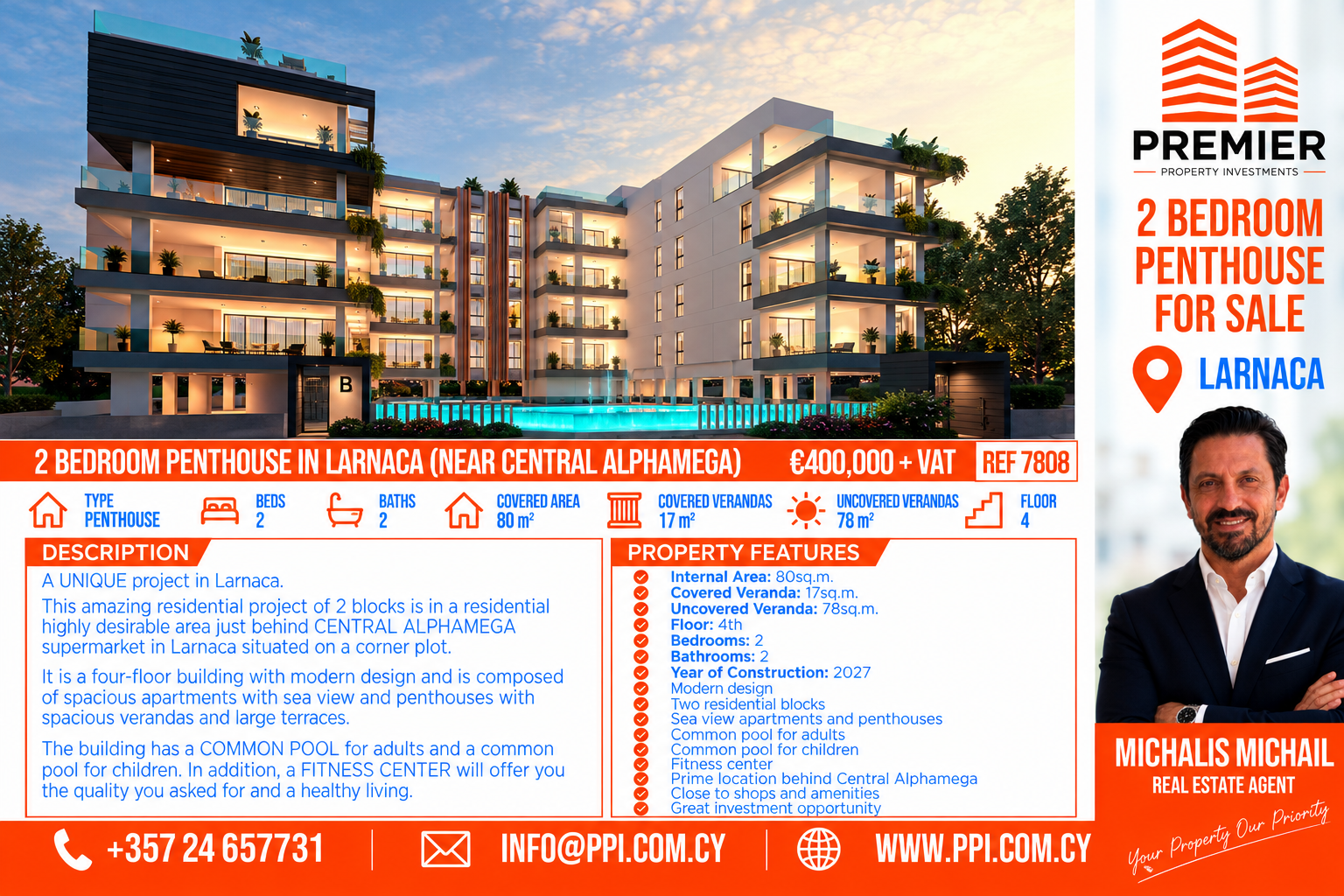 TWO BEDROOM PENTHOUSE- LARNACA TOWN 