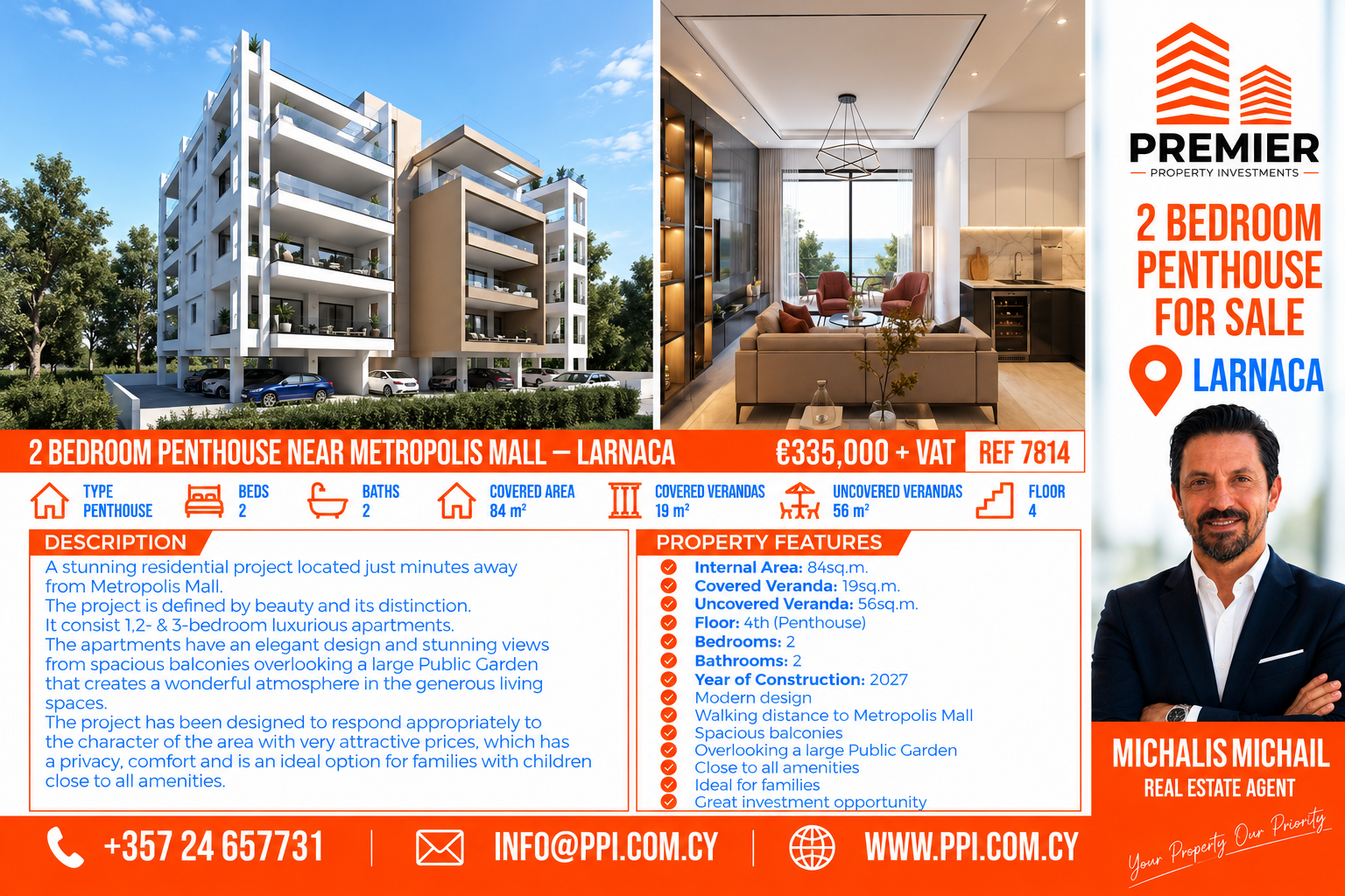 TWO BEDROOM PENTHOUSE - METROPOLIS MALL/ LARNACA