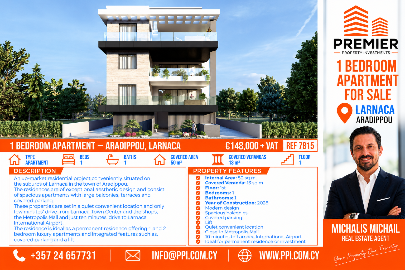 ONE BEDROOM APARTMENTS- ARADIPPOU/LARNACA
